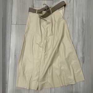 Zara faux leather cream midi skirt! Never worn!